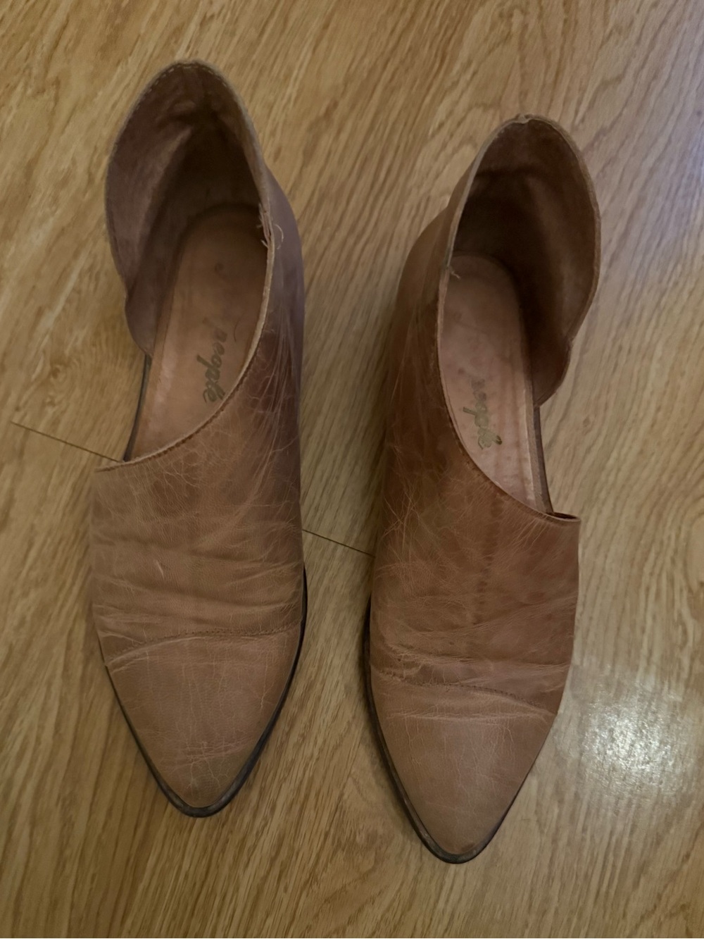 Free People Pointed Toe Slip-On Mules in Tan Brown
